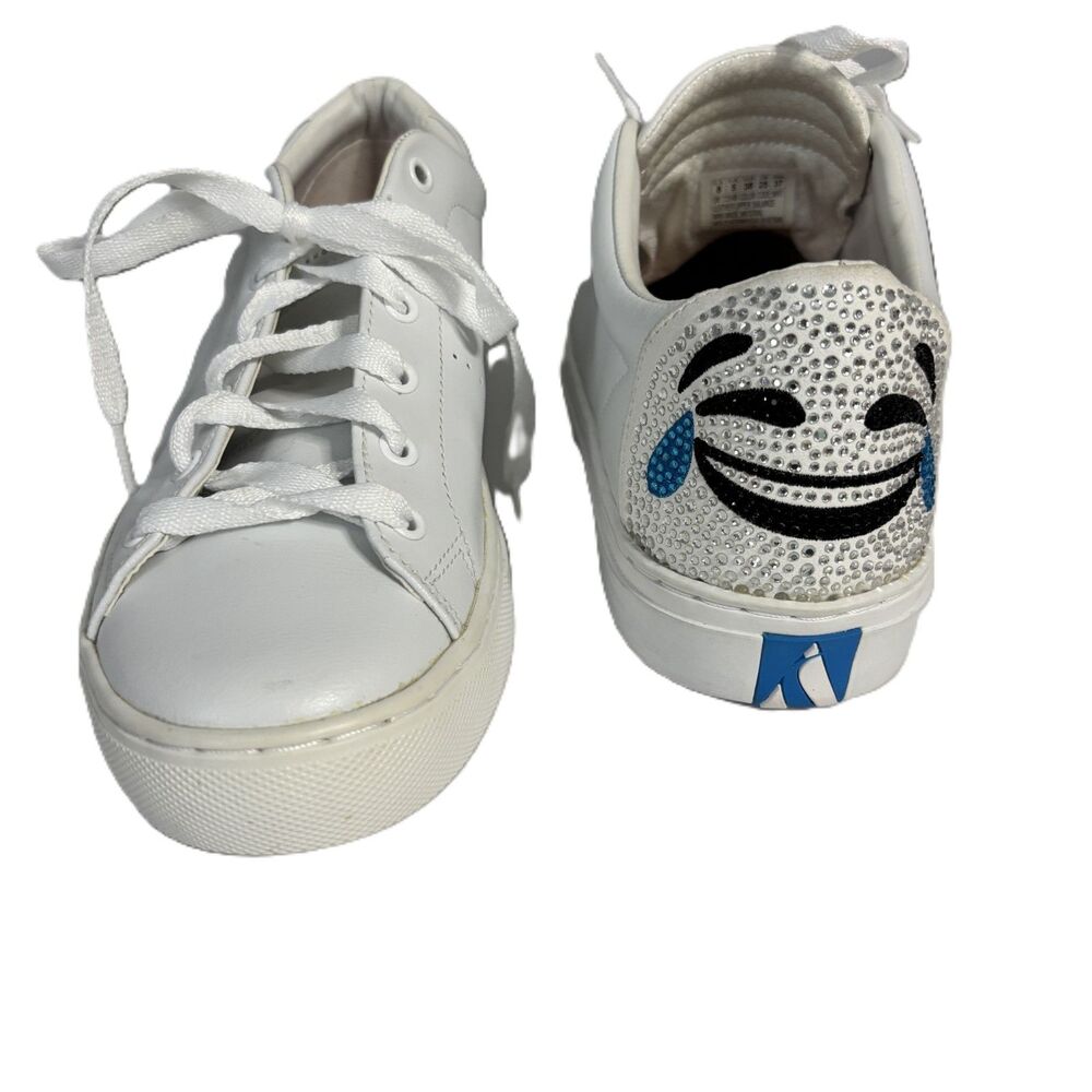 Skechers Street NEW Women Rise Fit Shoes Sneakers Rhinestone Emoji White Size 8